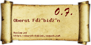 Oberst Fábián névjegykártya